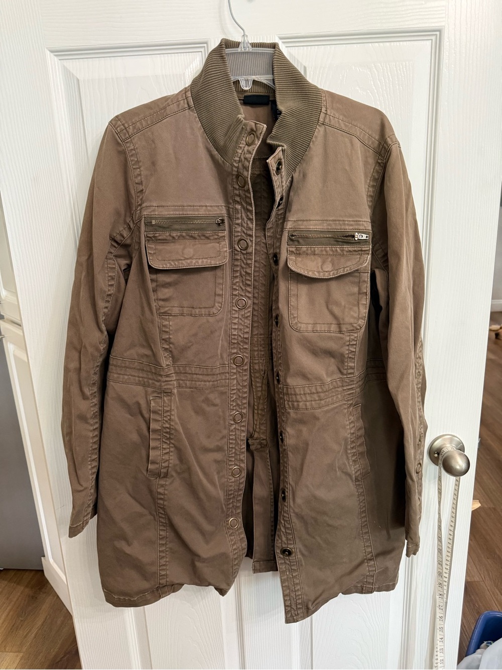 Torrid Size 2 Utility Jacket Brown Military Field Coat Ribbed Collar Stretch XXL